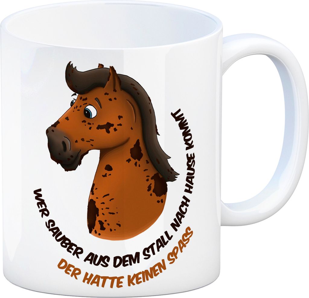 Kaffeebecher mit Spruch: Wer sauber aus dem Stall nach ... Kaffeetasse Tasse