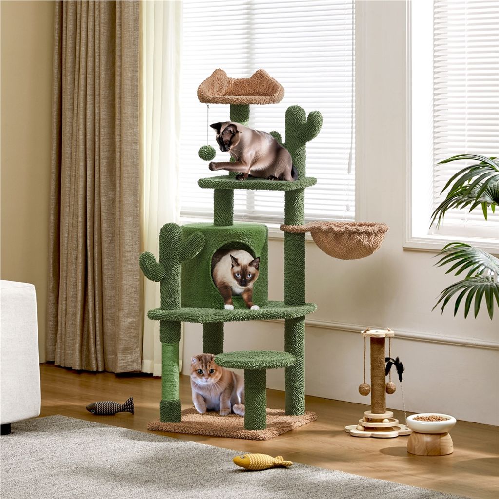 Yaheetech Kaktus Kratzbaum M, 135 cm hoch, Katzenbaum mit Produktbild 1