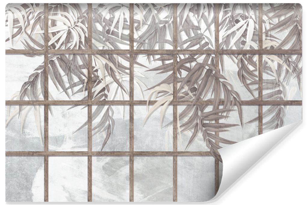 Muralo Vlies Fototapete BLÄTTER tropische Pflanzen Beton Vintage Stil Br. 400cm x Hö. 280cm