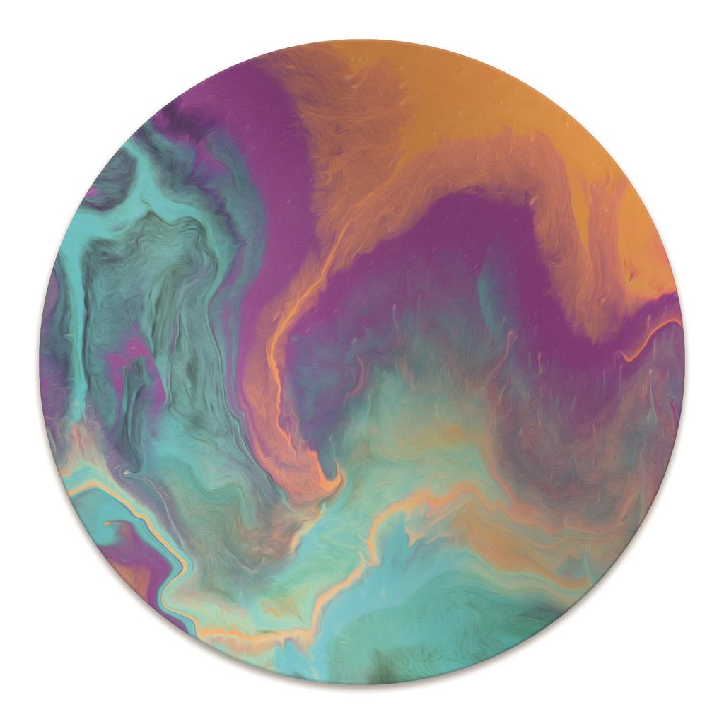 Rundmatte - Stuhlunterlage Bürostuhlunterlage - Rund Ø 100 cm - Bodenmatte - Fußmatte - Regenbogenwellen