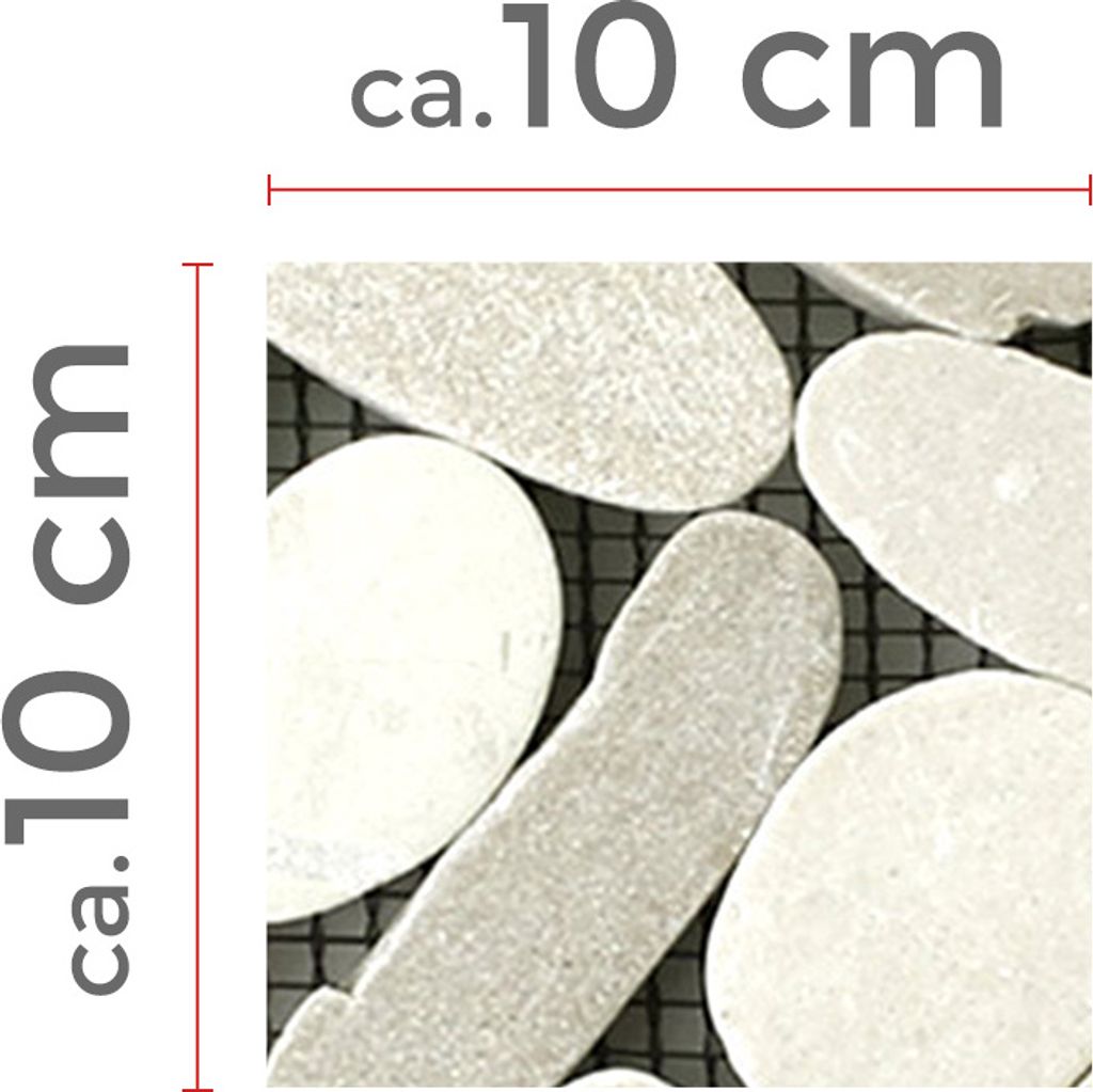 Muster von Mosaikfliesen Flusskiesel Burgas Geschnitten Tan