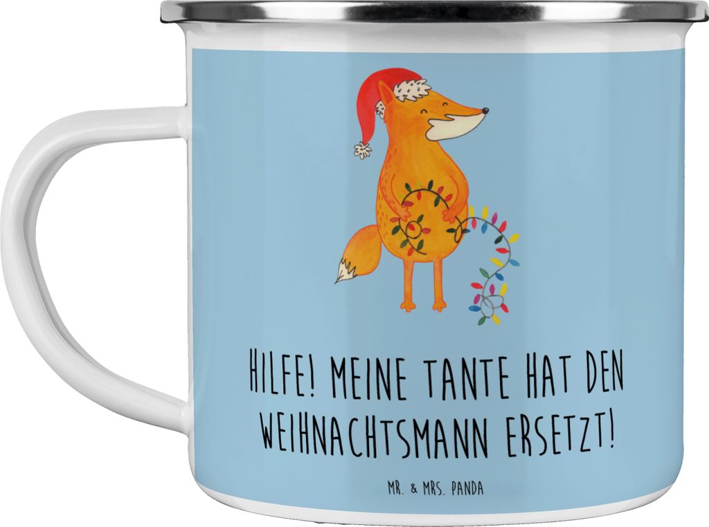 Mr. & Mrs. Panda Pott Tante Weihnachten - Blau Pastell - Geschenk, Neffe, Campingbecher, Verwandte, Campingtasse, Geschenke, Handarbeit, handgemach...
