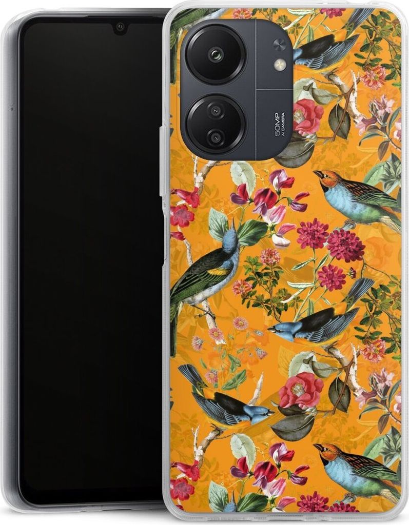 DeinDesign Handyhülle für Xiaomi POCO C65 Silikon Hülle Case Smartphone Schutzhülle Blumen Dschungel Vogel