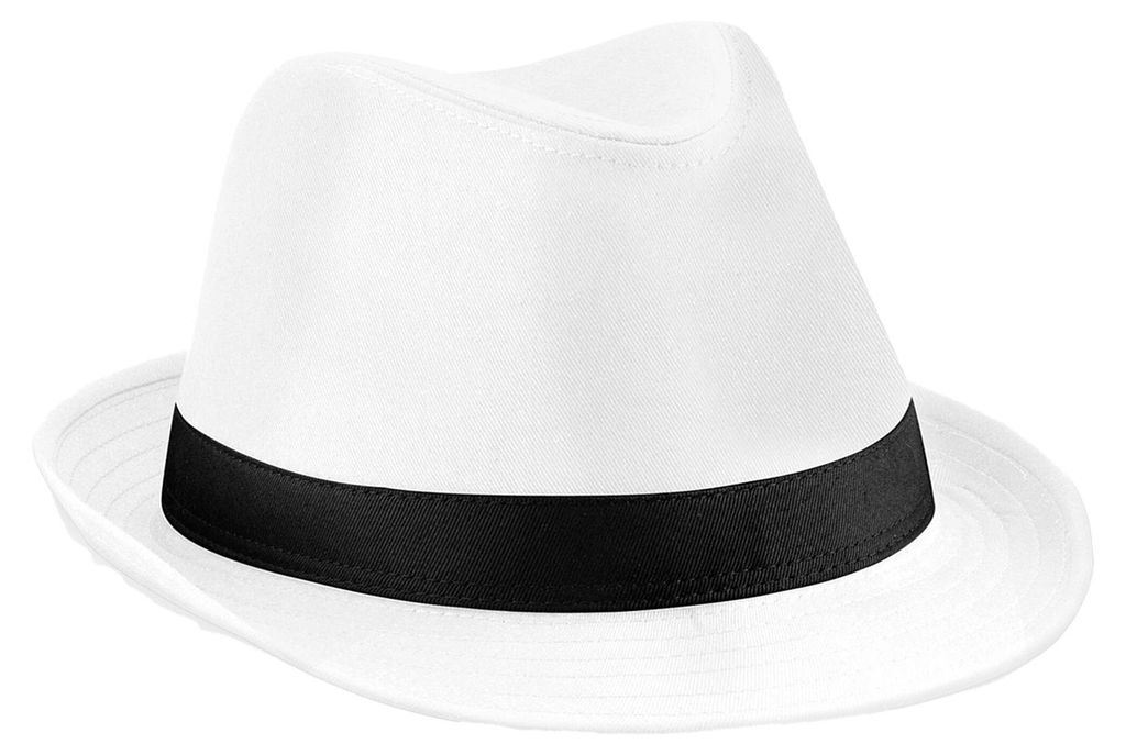 Beechfield - Fedora-Hut für Herren/Damen Uni FK1459 (S-M) (Weiß/Schwarz)