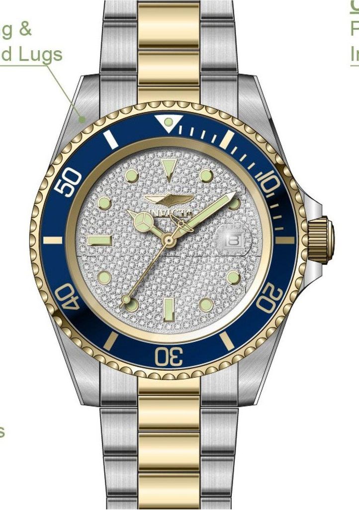Invicta Pro Diver 50287 Herren uhr - Wasserdicht - Analog - Quarzuhrwerk - Edelstahl mit silbernen zifferblat - 40mm