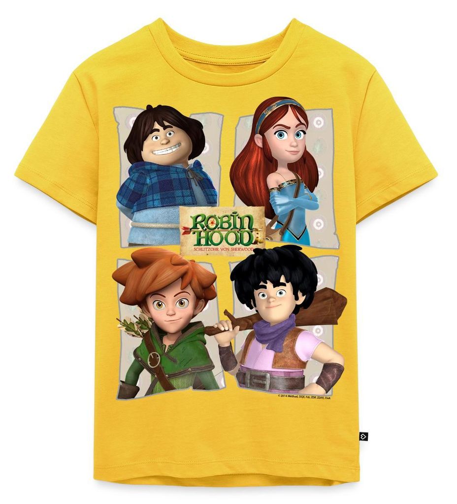 Spreadshirt Robin Hood Tuck Marian Robin Little John Kinder Premium T-Shirt, 110/116 (4 Jahre), Sonnengelb