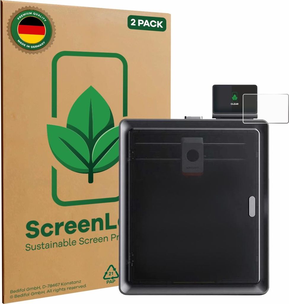 2x ScreenLeaf Schutzfolie für Anycubic Kobra S1 / S1 Combo nachhaltiger Displayschutz Display Schutz Folie Klar Transparent