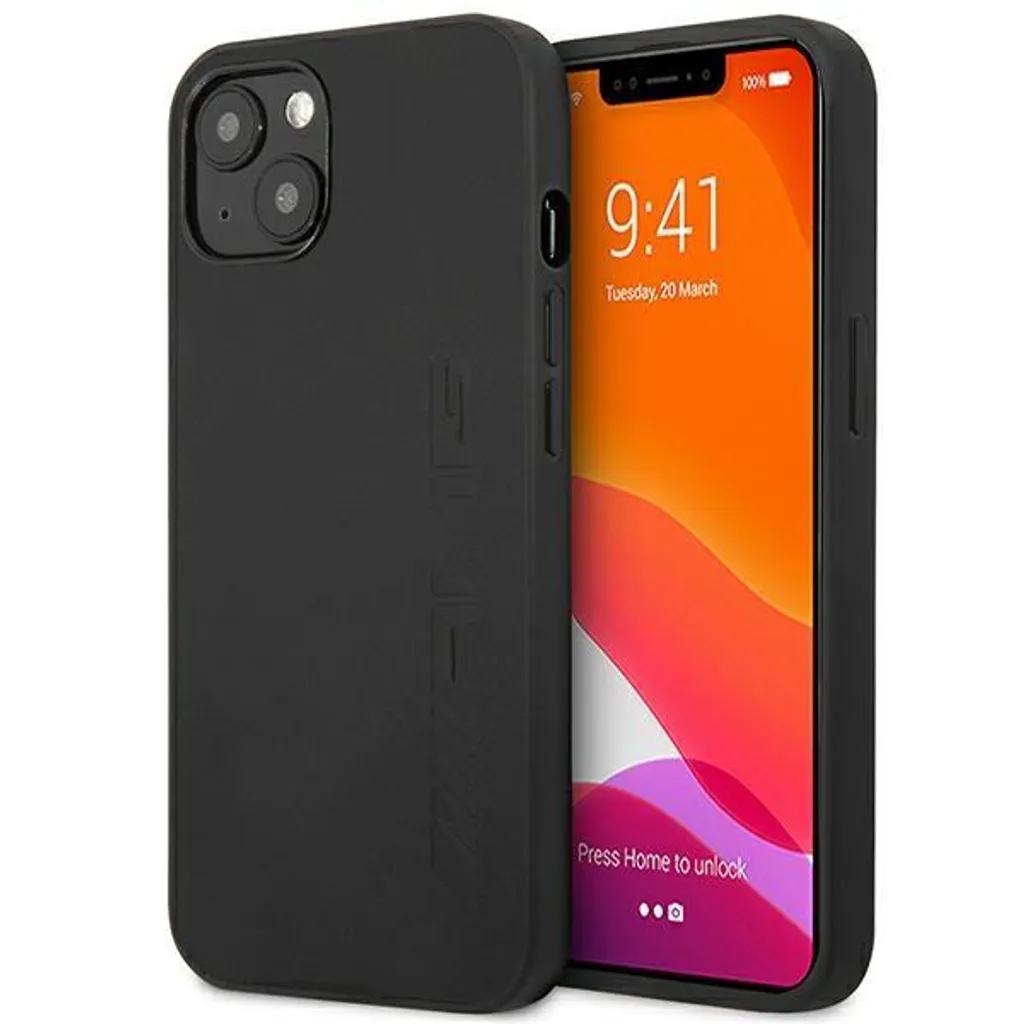 Custodia AMG iPhone 14/15/13 in Pelle Nera | Protezione Sportiva Luxury