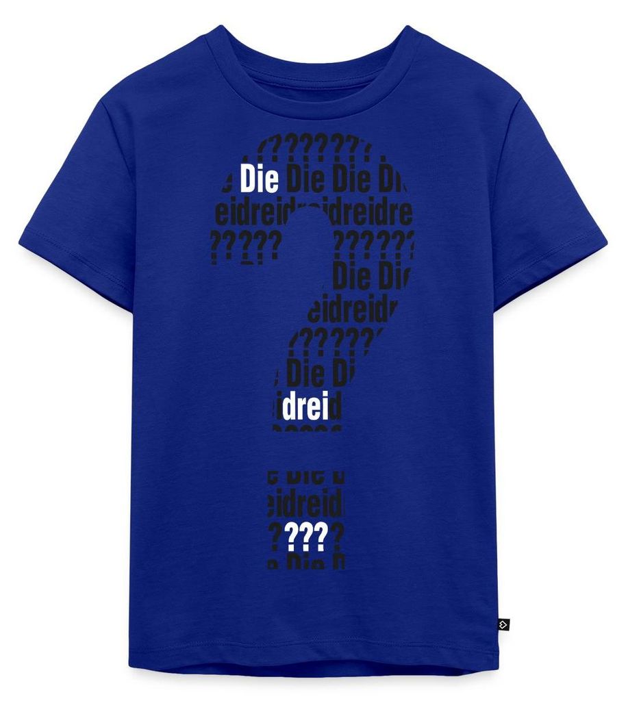 Spreadshirt Die Drei Fragezeichen Kids Logo Schwarz Weiß Kinder Premium T-Shirt, 134/140 (8 Jahre), Royalblau
