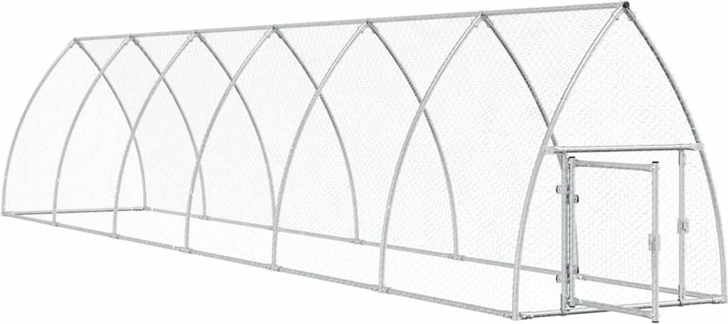 vidaXL Hühnerkäfig Silbern 600x105x120 cm Verzinkter Stahl