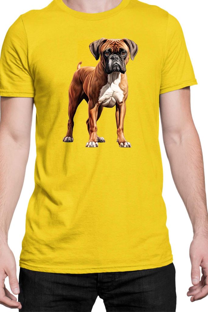 Herren T-Shirt Dogs Breeds Boxer Dog Breed 006, Man M / Gelb