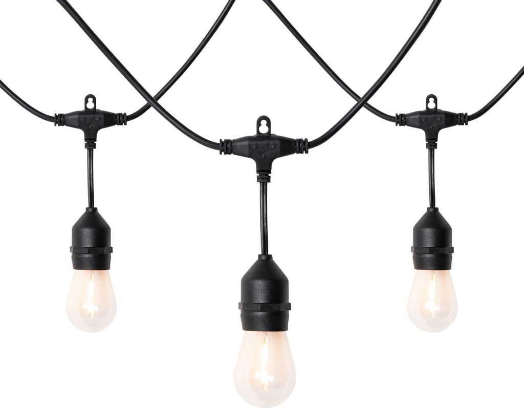 QAZQA - Modern Outdoor Lichterkette 10m inkl. LED 10 Lichter Solar - Russell I Außenbeleuchtung - Kunststoff Länglich - I LED module
