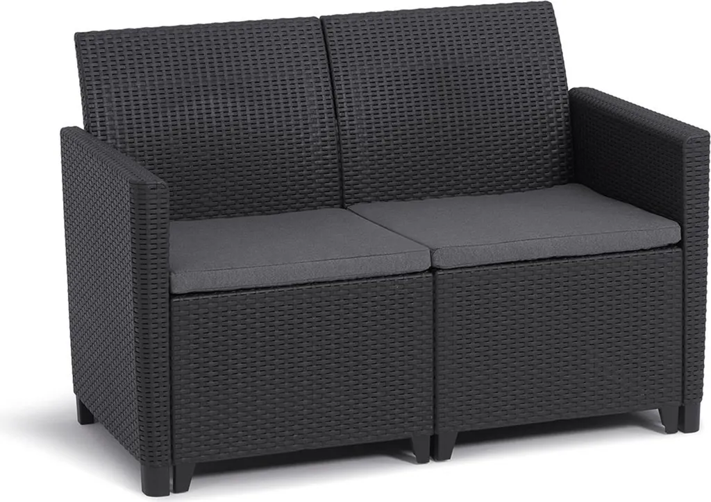 KETER MARIE Banc de jardin graphite - Canapé 2 places extérieur résine