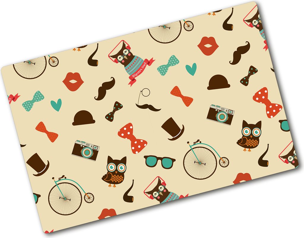 Tulup Glas Herdabdeckplatte - 80x52 cm - Glaskeramikkochfeld-Abdeckung Spritzschutz Glasabdeckplatte - Einteilig - Kinderzimmer - Hipster Eulen - M...