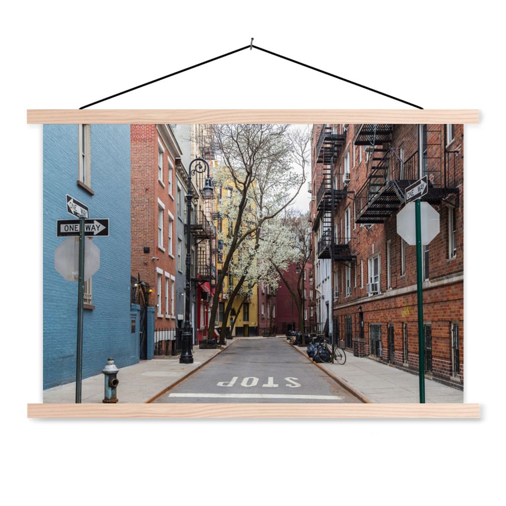MuchoWow Textilposter New York - Amerika - NYC 60x40 cm mit holzfarbenen Rahmen - Bilder