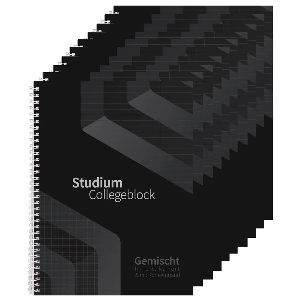 Blocco Note Nero DUO A4 10x - 2in1 Righe/Quadretti - Carta Premium 80g