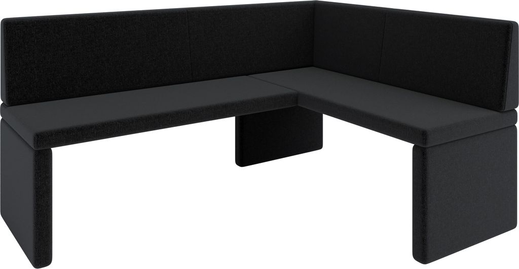 A black sectional bench with a white background.