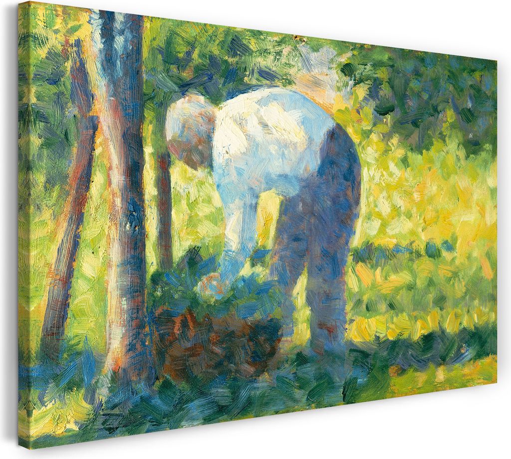 Leinwandbild (100x70cm): Georges Seurat - Der Gärtner, echter Holz-Keilrahmen inkl. Aufhänger, handgefertigt in Deutschland