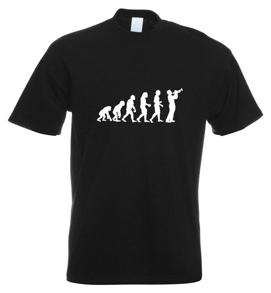 Kiwistar - T-Shirt - schwarz - Evolution Trompetenspieler Motiv Bedruckt Funshirt Design Print - mit Motiv Bedruckt - Funshirt Design - Sport - Fre...