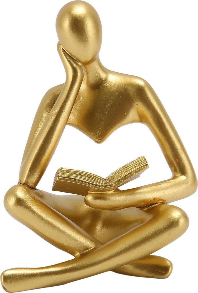 Denker Lesen Statue Harz sitzende Figur abstrakte Kunst Ornament für Wohnzimmer Kabinett Dekoration Gold
