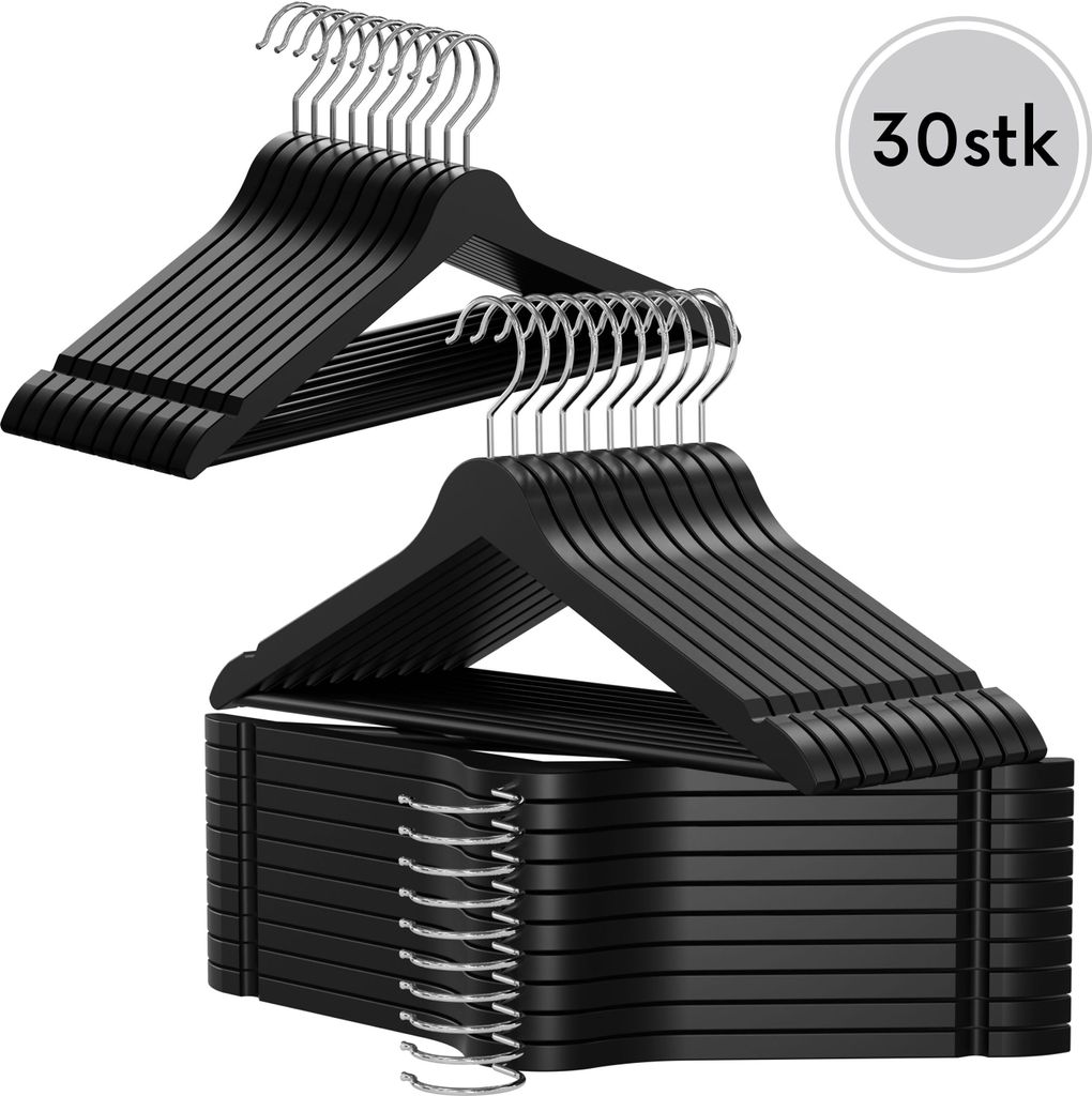 OGIVO kleiderbügel Holz EU, 30 stück Holzbügel Garderobenbügel Schwarz