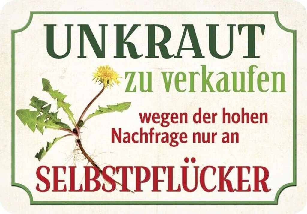 Kulthänger Blechschild Unkraut zu verkaufen KH 038