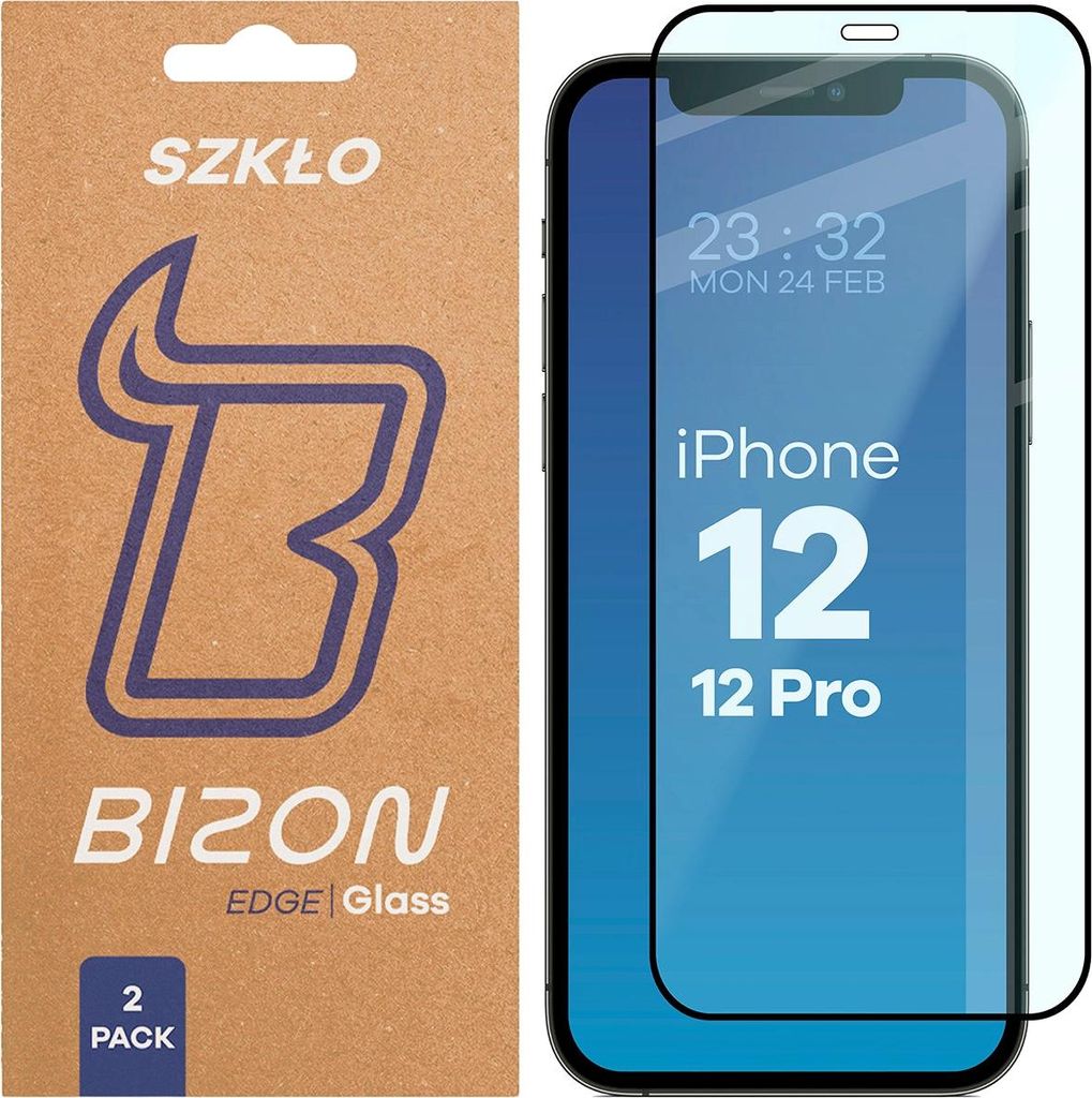 2x Gehärtetes Glas für iPhone 12 / 12 Pro, Bizon Glass Edge Produktbild 