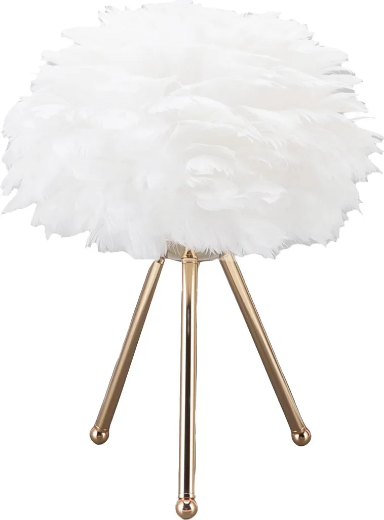 Veilleuse design plumes blanches avec batterie rechargeable et port USB-C