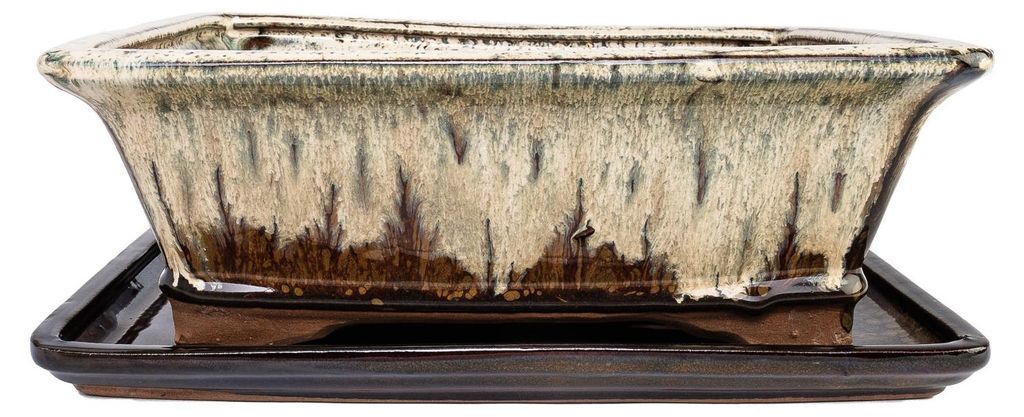 Bonsai-pot met onderschaal, maat 4. Speciale glazuur met Productafbeelding 