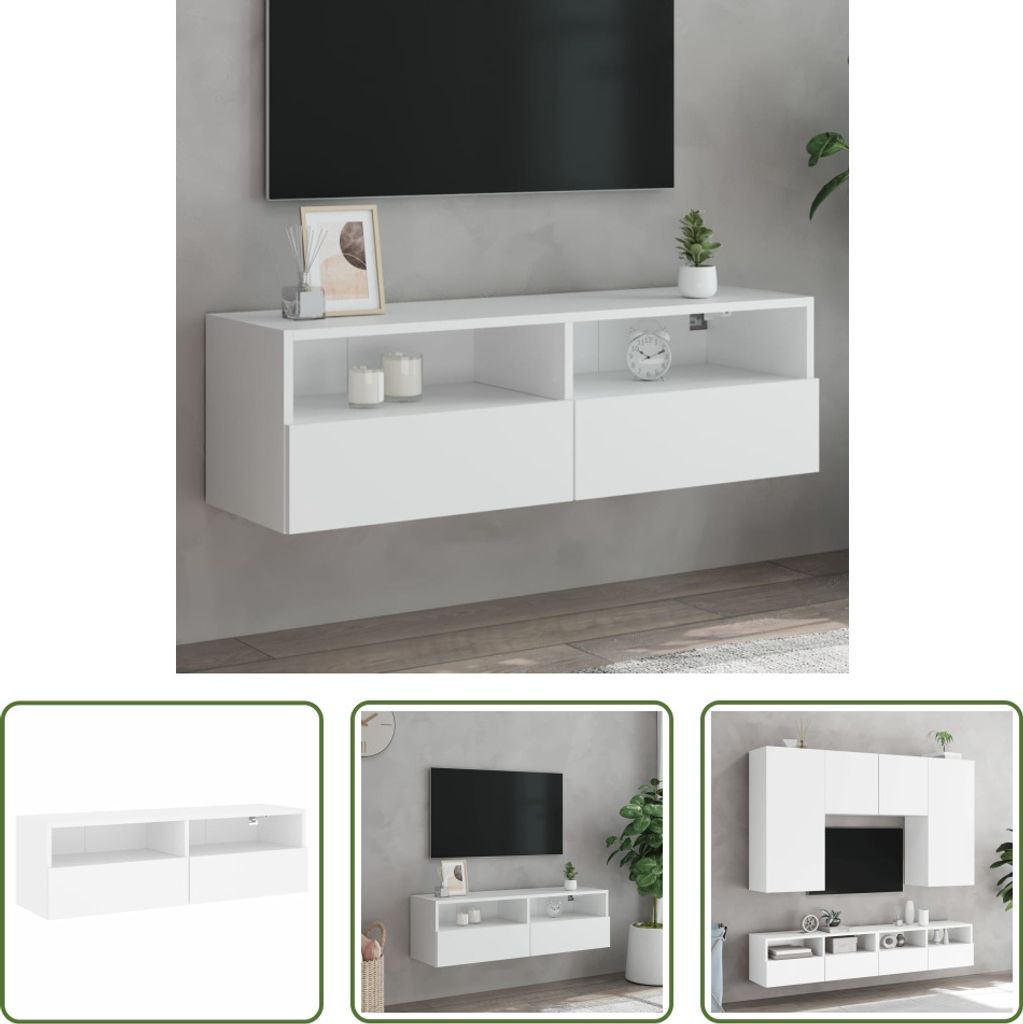 The Living Store TV-Wandschrank Weiß 100x30x30 cm Holzwerkstoff