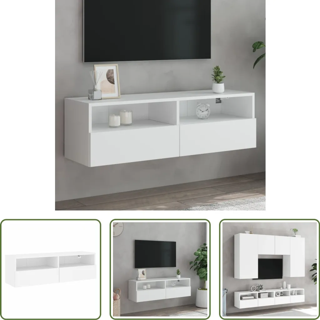 Parete TV Bianca 100x30x30 cm | Mobile Sospeso Minimal per Soggiorno