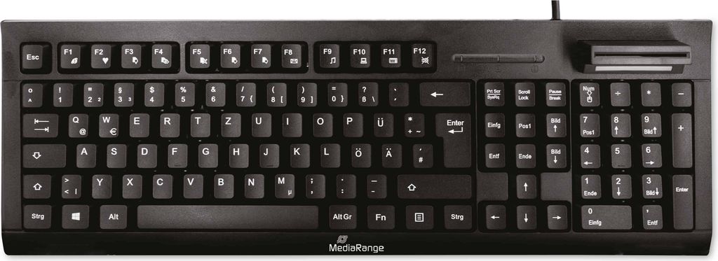 MediaRange Tastatur USB 2.0 mit Chip-Karten Terminal schwarz