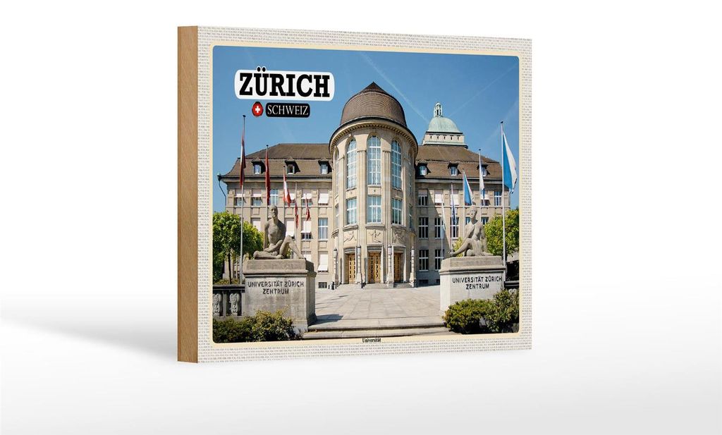 Holzschild Reise Zürich Schweiz Universität Zentrum 18x12 cm