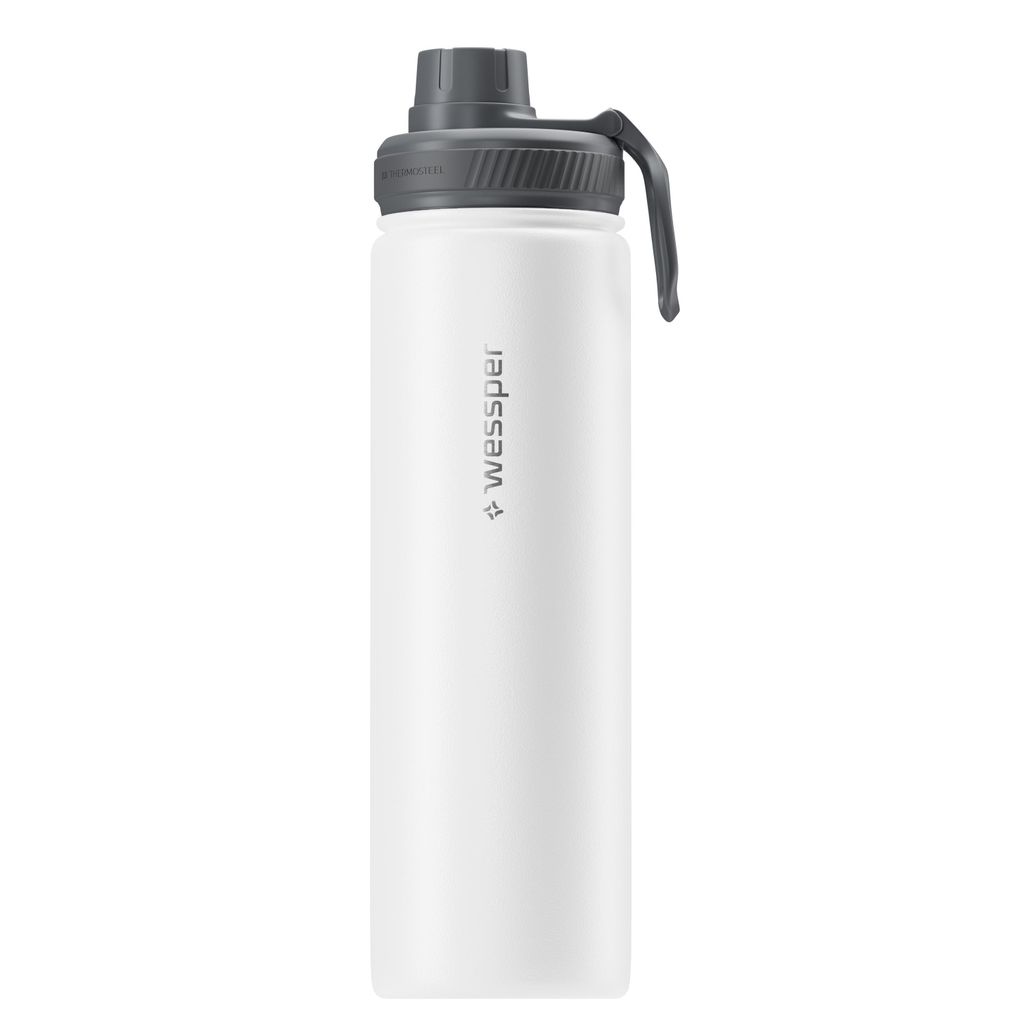 Wessper Thermosflasche Edelstahl 700 ml, Isolierflasche 0,7 l, Farbe Weiß