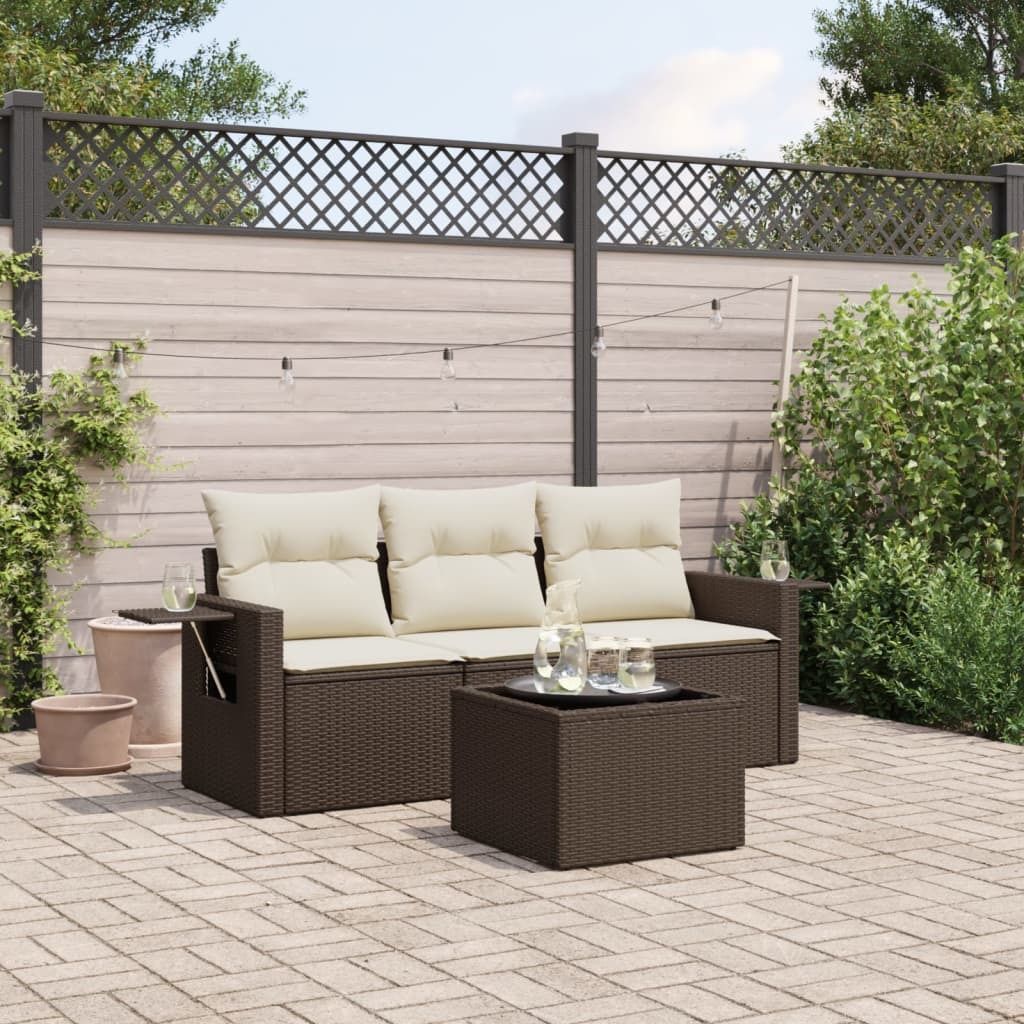 Maison Exclusive - 4-tlg. Garten-Sofagarnitur mit Kissen Braun Poly Rattan