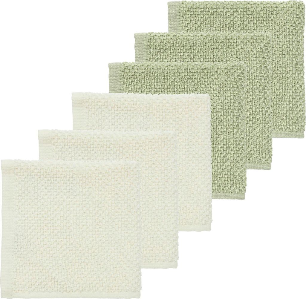 Meyco Baby Mundtücher - Popcorn - 6 Stück - 30 x 30 cm - Natur/Soft Olive | Lätzchen & Spucktücher