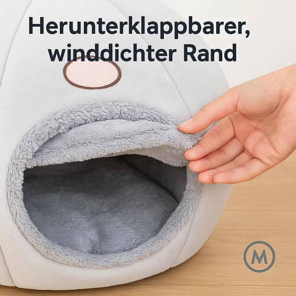 Lit auto-chauffant pour chat et chiot - Cave à câlins thermique douce