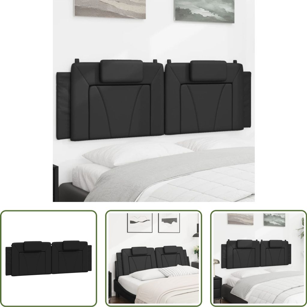 The Living Store Kopfteil-Kissen Schwarz 160 cm Kunstleder