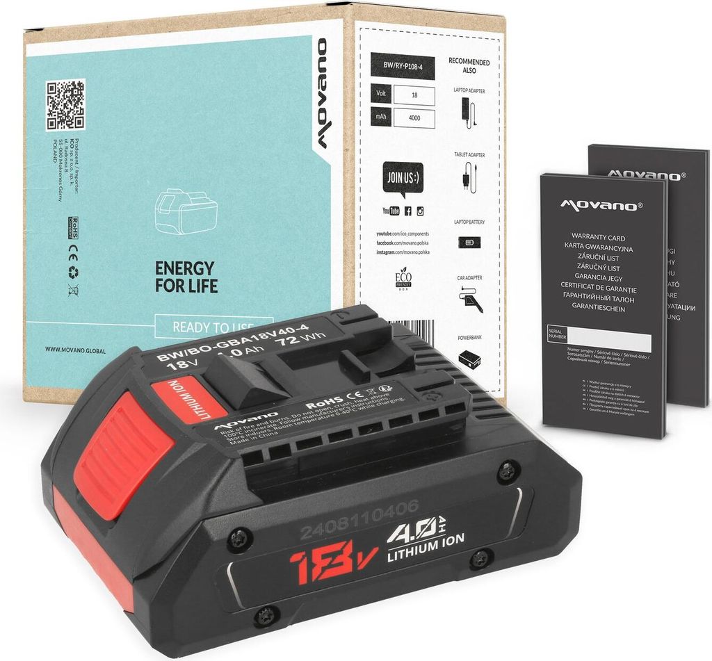 Ersatzakku für Elektrowerkzeuge Bosch GBA Serie 18V 4,0Ah Produktbild 
