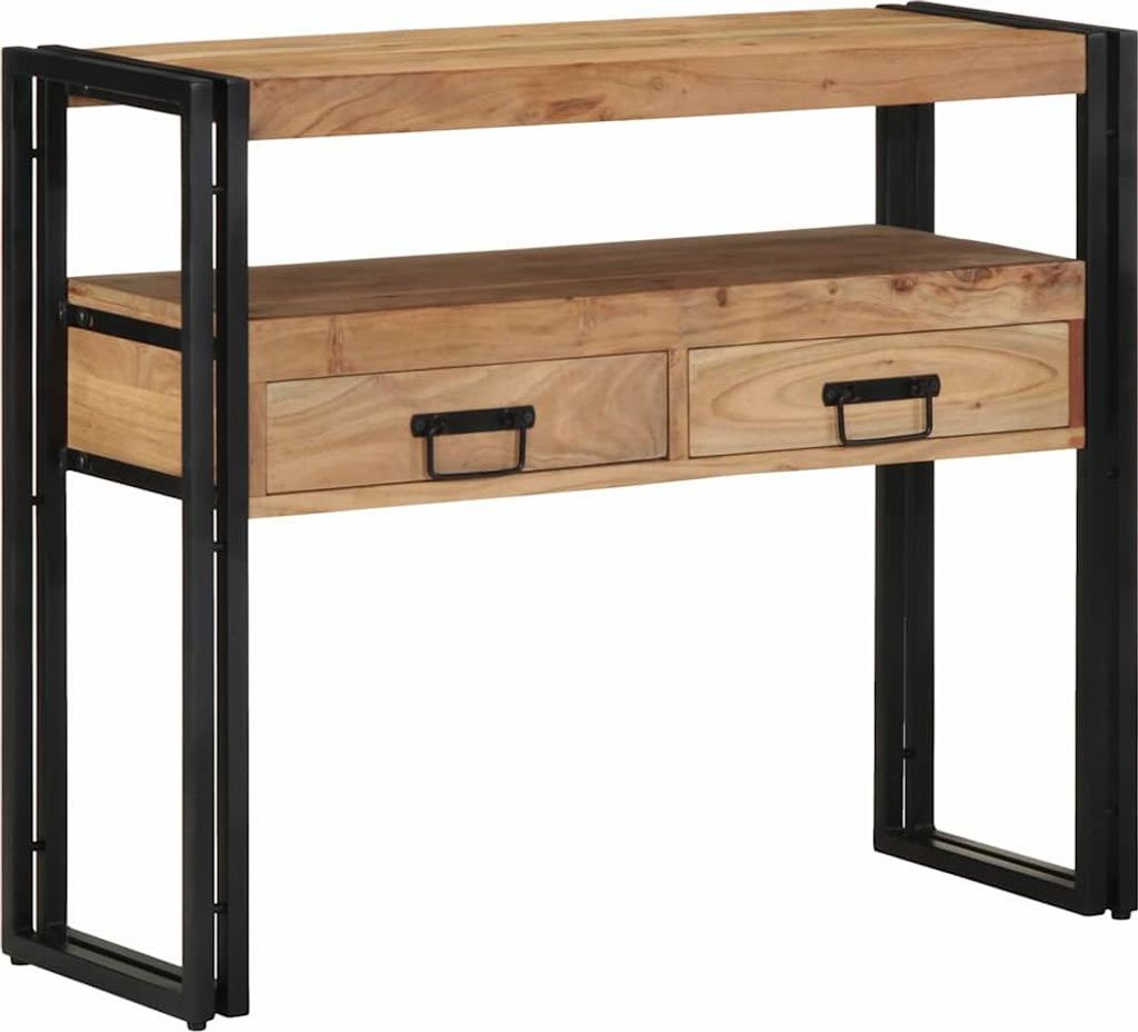 "2026 Promotion" Konsolentisch, Beistelltisch, Flurtisch, mit Stauraum, mit Regal Braun 90x33x75 cm Massivholz Akazie - fernsehtisch CC25532