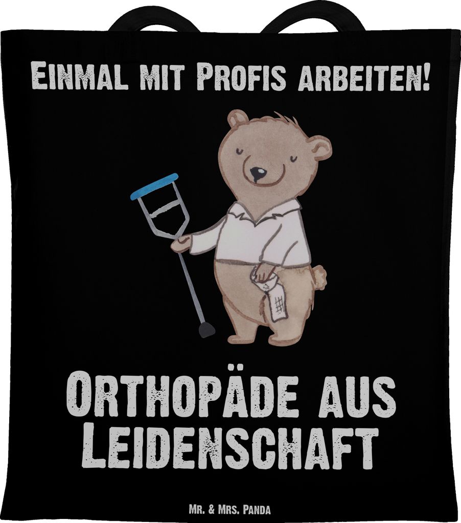 Mr. & Mrs. Panda Jutebeutel Orthopäde Leidenschaft - Schwarz - Geschenk, Schultasche, Praxis, Stoffbeutel, Spruch, Tote Bag, Orthopädie, Shopping...