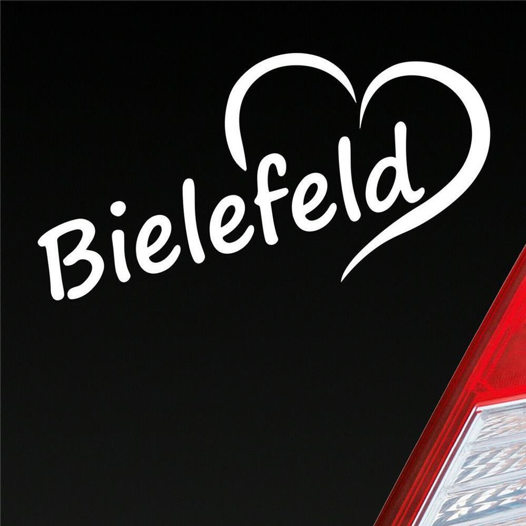 Auto Aufkleber Bielefeld Herz Stadt City Liebe Love Heart 16x8 cm Weiss Glanz Sticker Heckscheibenaufkleber