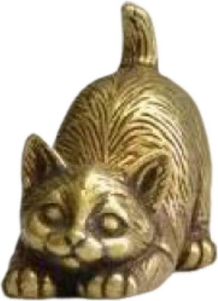 Katzenfigur aus Messing, kleine Katzenstatue, Räucherstäbchenhalter, Desktop-Retro-Mini-Katzenornament für Zuhause, Büro, Teetisch, Auto