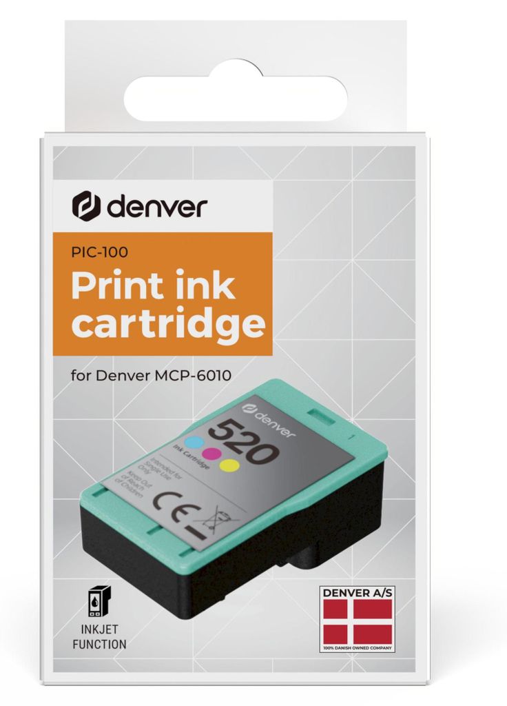 Denver PIC-100 Tintenpatrone für MCP-6010 mobilen Fotodrucker, 3-Farb Ink Cartridge, bis 100 Ausdrucke