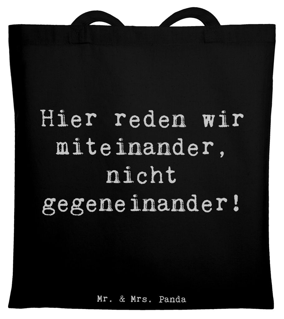 Mr. & Mrs. Panda Tote Bag Spruch Konflikte friedlich lösen - Schwarz - Geschenk, gemeinsame Lösungen finden, Handgefertigte Produkte, Tasche, Ver...