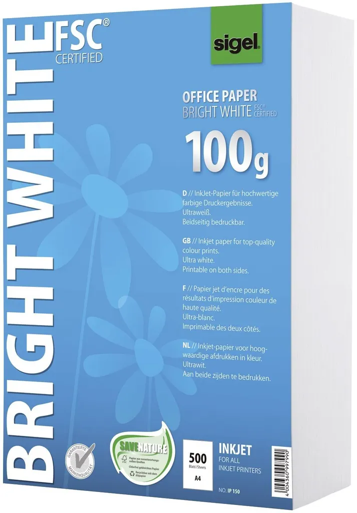 SIGEL IP150 Carta per ufficio BRIGHT WHITE, ultra bianca, 100 g/m², A4, 500 fogli