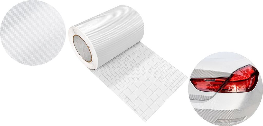 Carbon Folie 20x200 cm - Carbon 3D Weiß - Carbonfolie matt mit Luftkanal-Kleber und UV-Schutz - Selbstklebend Autofolie für Innen und Außen - Au...