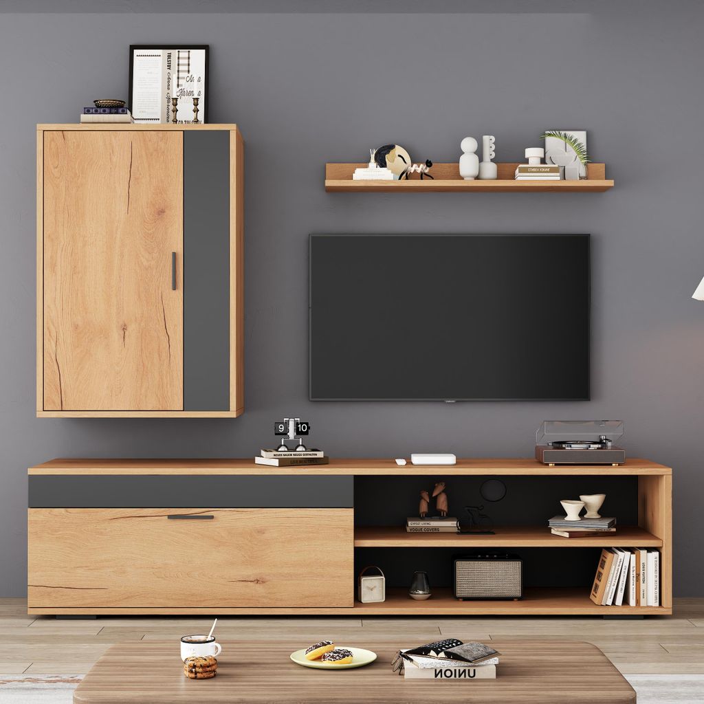 Sweiko TV-meubelset (140x35x39cm) (Complete set, 3-delig), Productafbeelding 