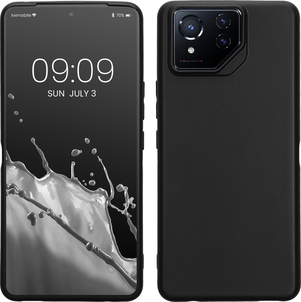 kwmobile Hülle kompatibel mit ASUS ROG Phone 8 Pro Hülle - weiches TPU Silikon Case - Cover geeignet für kabelloses Laden - Schwarz matt
