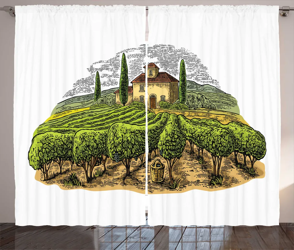 ABAKUHAUS Rideau Rustique Vignoble 280x225 cm avec Crochets et Boucles